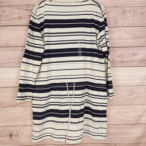 NWT RALPH LAUREN SPORT CREAM NAVY BLUE STRIPED LONG SLEEVE SWEATER DRESS XL NEW!